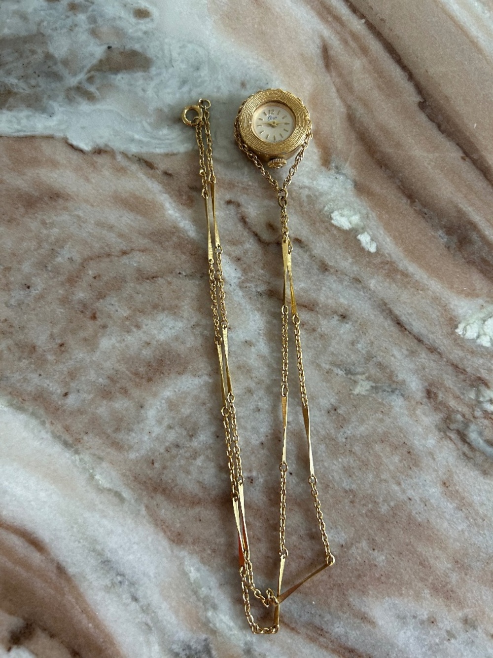 Vintage Coro Watch Pendant - Gold - Working